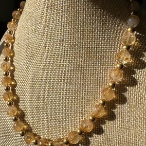 Radiant Gold Beaded Citrine Necklace